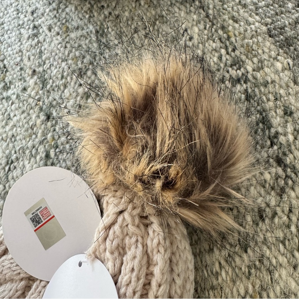ASU Cable Knit Beanie with Furry Pom - Picture 4 of 9
